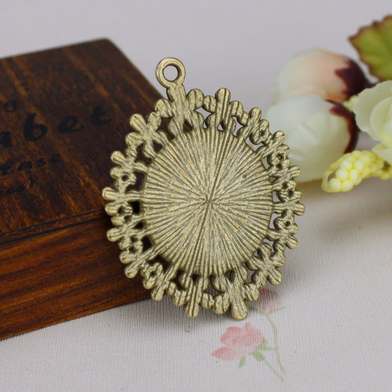 25mm Round Flower Cabochon Tray Keychain Pendant Base