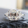 Clear Square Stone Solitaire Ring in Silver Tone Jewelry Accessory view 1