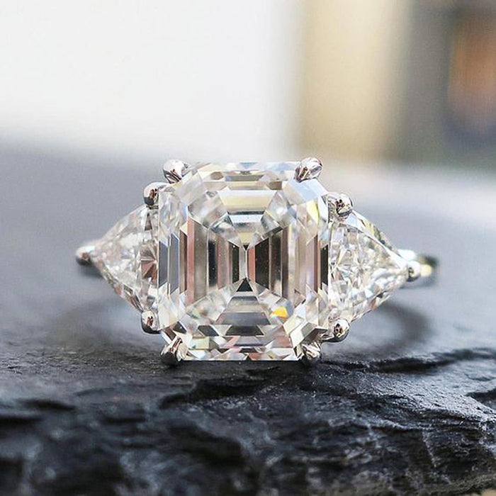 Clear Square Stone Solitaire Ring in Silver Tone Jewelry Accessory