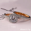 Rose Gold and Silver Tone Round Halo Two Piece Ring Set view 5
