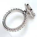 Square Center Stone Pavé Half Band Ring In Silver Tone view 4