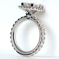 Square Center Stone Pavé Half Band Ring In Silver Tone view 6