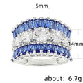 Blue Baguette and Clear Crystal Wide Band Statement Ring view 5