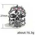 Crowned Skull Statement Ring With Crystal Accents in Three Tones view 4