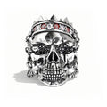 Crowned Skull Statement Ring With Crystal Accents in Three Tones view 3