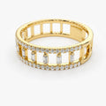 Rectangular Stone Openwork Band Ring In Three Tones view 3