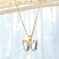 Gold Tone Faceted Butterfly Crystal Pendant Necklaces in Four Colors view 5