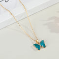 Gold Tone Faceted Butterfly Crystal Pendant Necklaces in Four Colors view 6