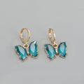 Gold Tone Faceted Butterfly Huggie Drop Earrings in Four Colors view 3