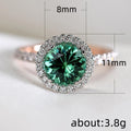 Blue Or Green Round Solitaire Halo Ring In Rose And Silver Tones view 5