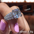 Silver Large Round Cubic Zirconia Double Pave Band Ring view 5