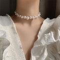 White Multi Strand Graduated Faux Pearl Choker Necklace view 3