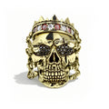 Crowned Skull Statement Ring With Crystal Accents in Three Tones view 2