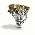 Crowned Skull Statement Ring With Crystal Accents in Three Tones view 5