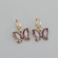 Gold Tone Faceted Butterfly Huggie Drop Earrings in Four Colors view 4