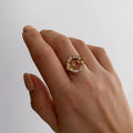 Green Geometric Knot Ring in Two Metal Tones Jewelry Accessory view 3