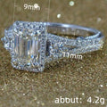 Silver Tone Square Center Ring With Clear Stone Shoulders view 5