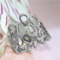 Silver Tone Openwork Teardrop Ring With Clear Stone Accents view 4