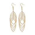 Layered Open Leaf Long Hook Earrings in Two Finishes view 5