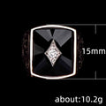 Black Square Signet Ring with Clear Diamond Accent view 5