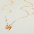 Gold Tone Faceted Butterfly Crystal Pendant Necklaces in Four Colors view 4