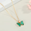 Gold Tone Faceted Butterfly Crystal Pendant Necklaces in Four Colors view 3