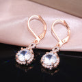 Teardrop Stone Leverback Drop Earrings In Three Tones view 2