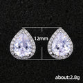 Silver Tone Teardrop Crystal Pavé Halo Stud Earrings view 5