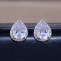 Silver Tone Teardrop Crystal Pavé Halo Stud Earrings view 2