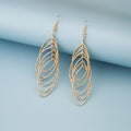 Layered Open Leaf Long Hook Earrings in Two Finishes view 2