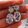 Two-Stone Oval Faceted Drop Earrings In Four Stone Colors view 5