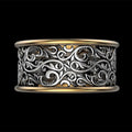 Two Tone Gold Silver Openwork Scroll Filigree Ring Sizes 6-10 view 3