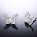 Crystal Butterfly Stud Earrings in Silver Tone Polished Metal Earrings view 3