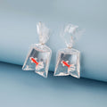 Red and Black Fish Clear Water Bag Novelty Hook Earrings view 2