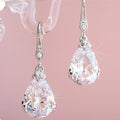 Pear-Shaped Long Drop Earrings In Pink And Clear Options view 6