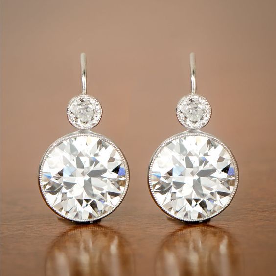 Clear Round Stone Silver Tone Drop Earrings Jewelry Accessory