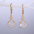 Teardrop Stone Leverback Drop Earrings In Three Tones view 6
