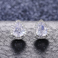 Silver Tone Teardrop Crystal Pavé Halo Stud Earrings view 4