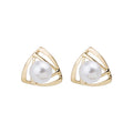 Triangle Pearl Look Stud and Clip-On Dangle Earrings view 5