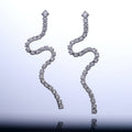 Silver Tone Crystal Wavy Line Long Drop Dangle Earrings view 4