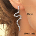 Silver Tone Crystal Wavy Line Long Drop Dangle Earrings view 5