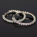 Oversized Clear Rhinestone Hoop Earrings Three Metal Tones view 3
