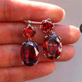 Two-Stone Oval Faceted Drop Earrings In Four Stone Colors view 4