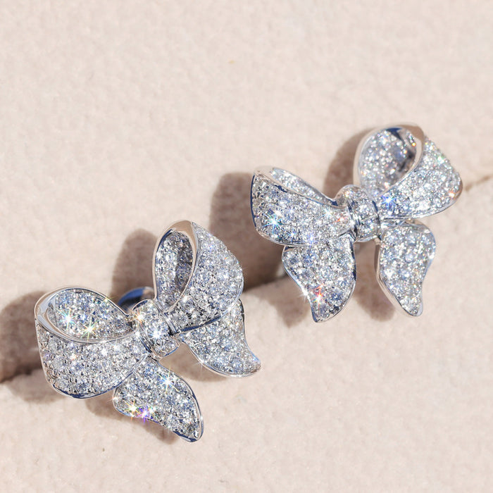 Pave Butterfly Stud Earrings And Pendant Necklaces In Three Tones