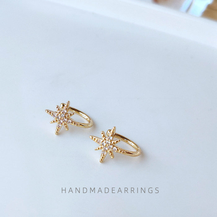 Gold Tone Clear Stone Star Ear Cuff Clip For Non Pierced Ears