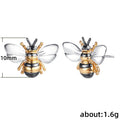 Two Tone Bee Stud Earrings Gold Silver Black Alloy view 3