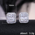 Silver Tone Rectangular Baguette Cluster Stud Earrings view 5