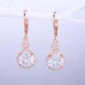 Teardrop Stone Leverback Drop Earrings In Three Tones view 7