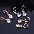 Teardrop Stone Leverback Drop Earrings In Three Tones view 5