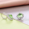 Green Floral Cluster Silver Tone Drop Earrings Jewelry Accessory view 4